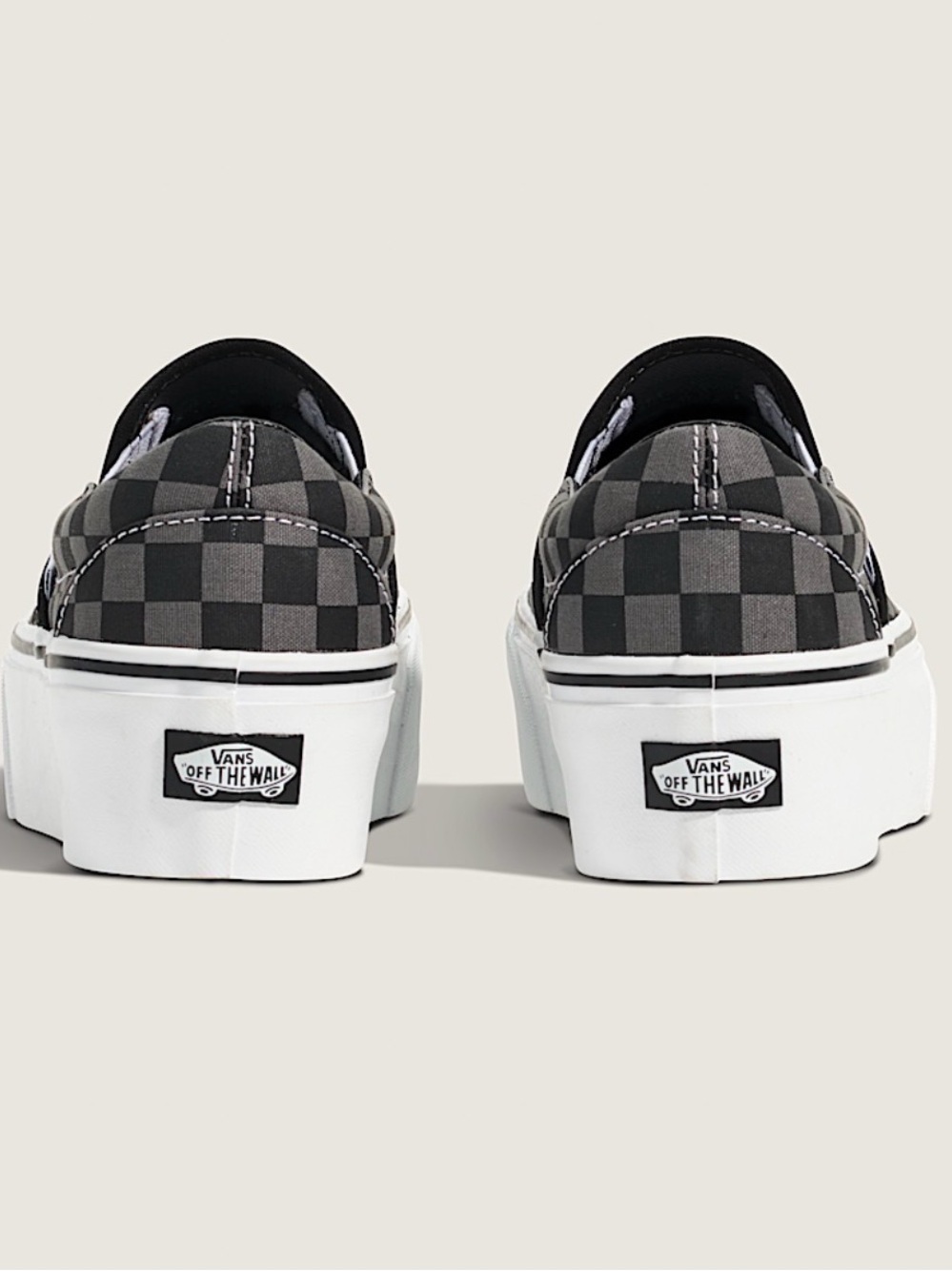 New NWOT Vans Classic Slip-On Platform Checkerboard Shoe in Black and Grey W 8 - Picture 4 of 13